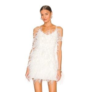 NEW WITH TAGS Cult Gaia Zariah Feather Dress White XS